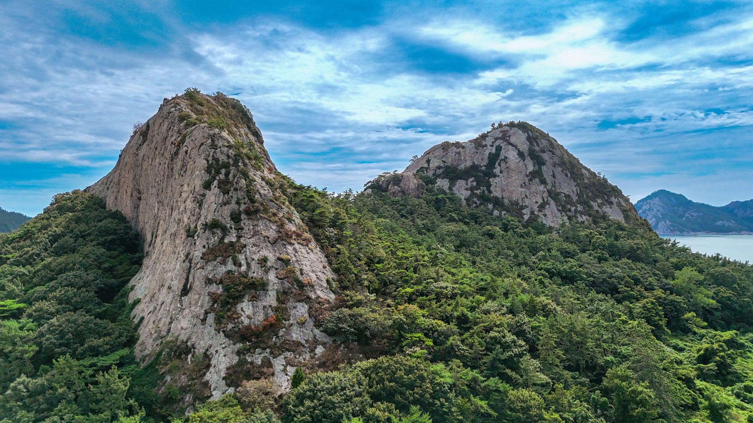 Rocky peaks above the forest