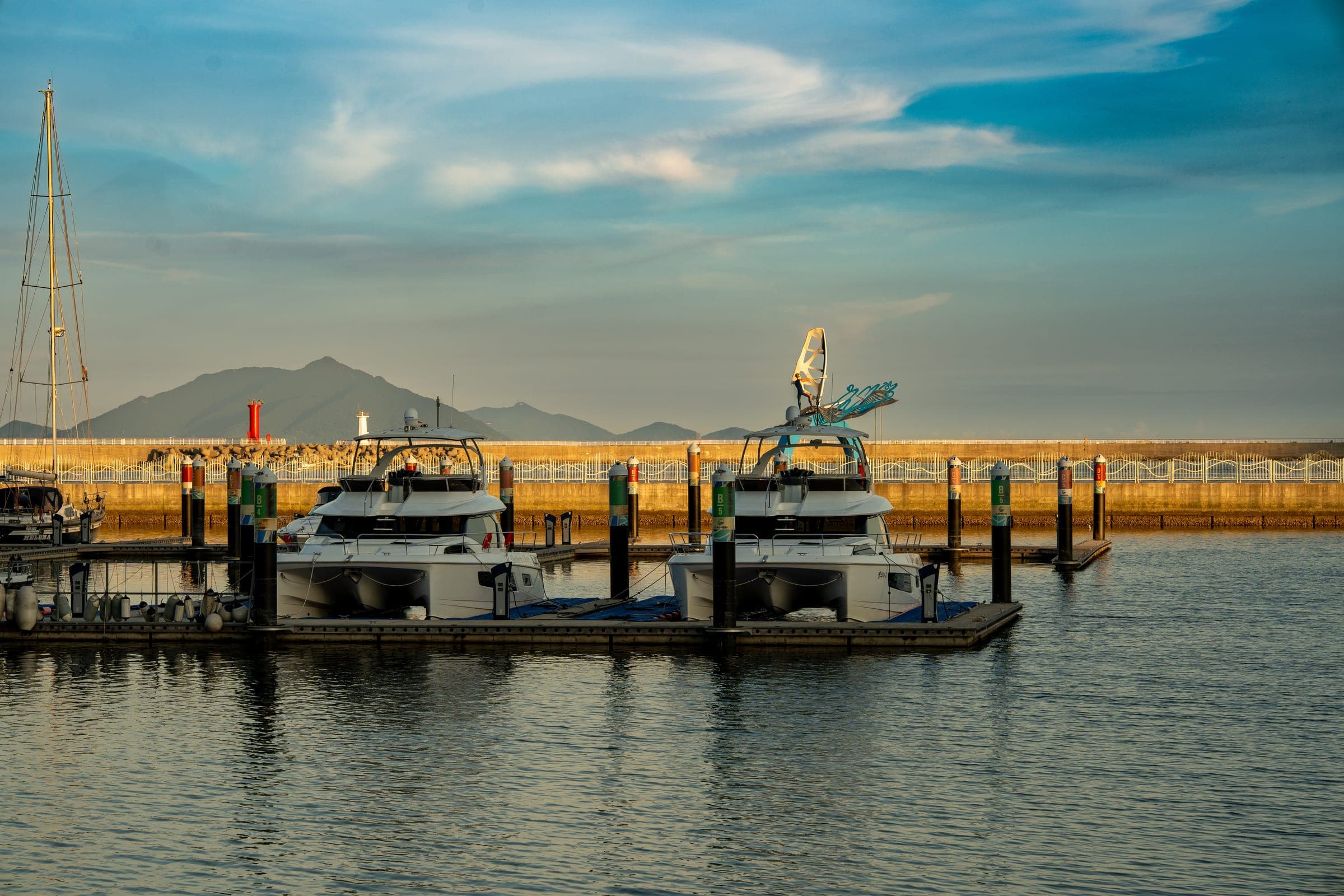 Moored boats at the quay