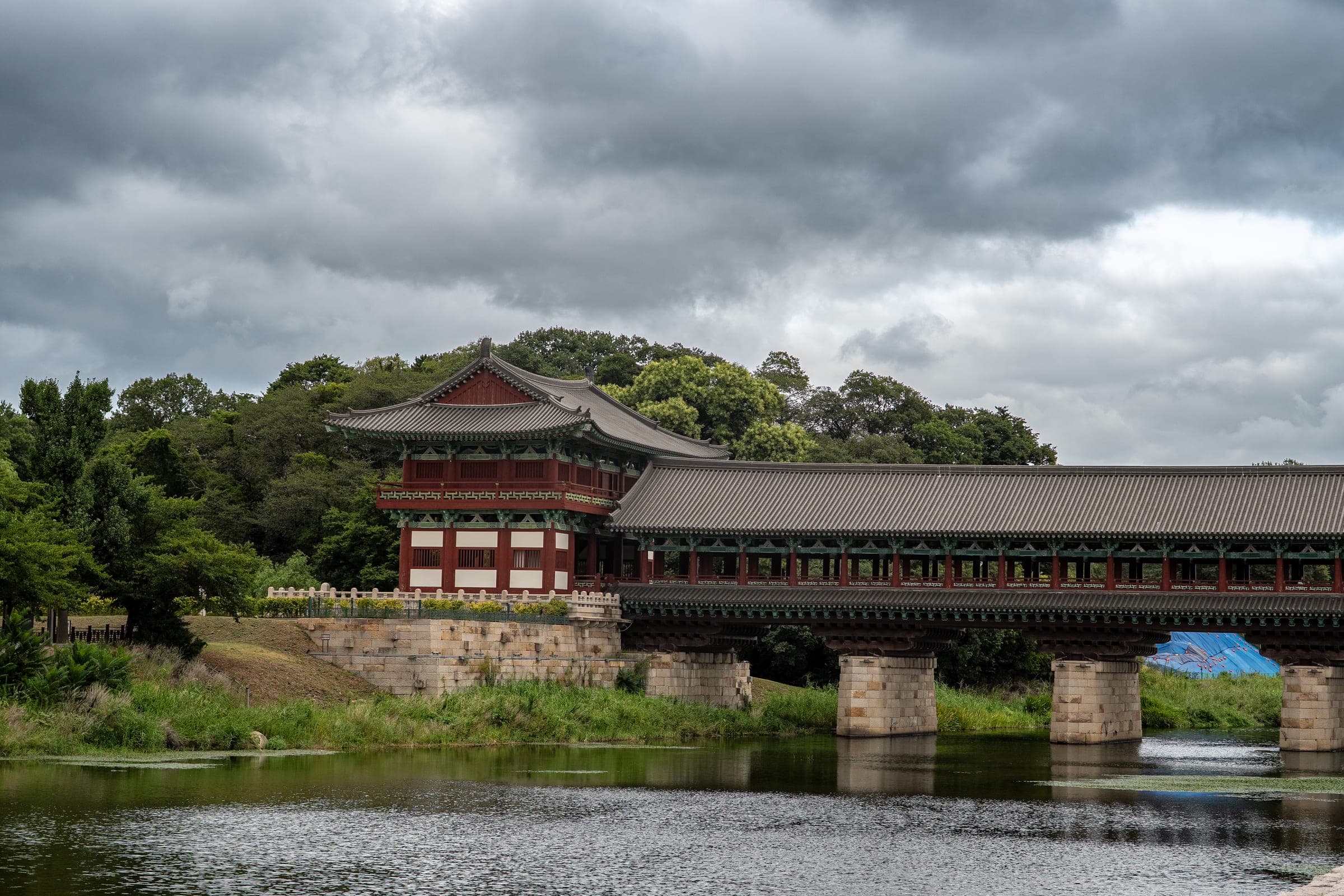 Bridge under grey skies